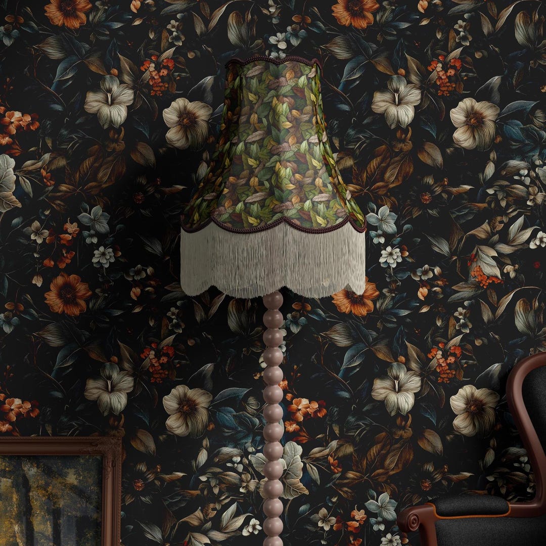 Dark Vintage Floral Wallpaper – Moody Botanical Wall Mural With Elegant ...