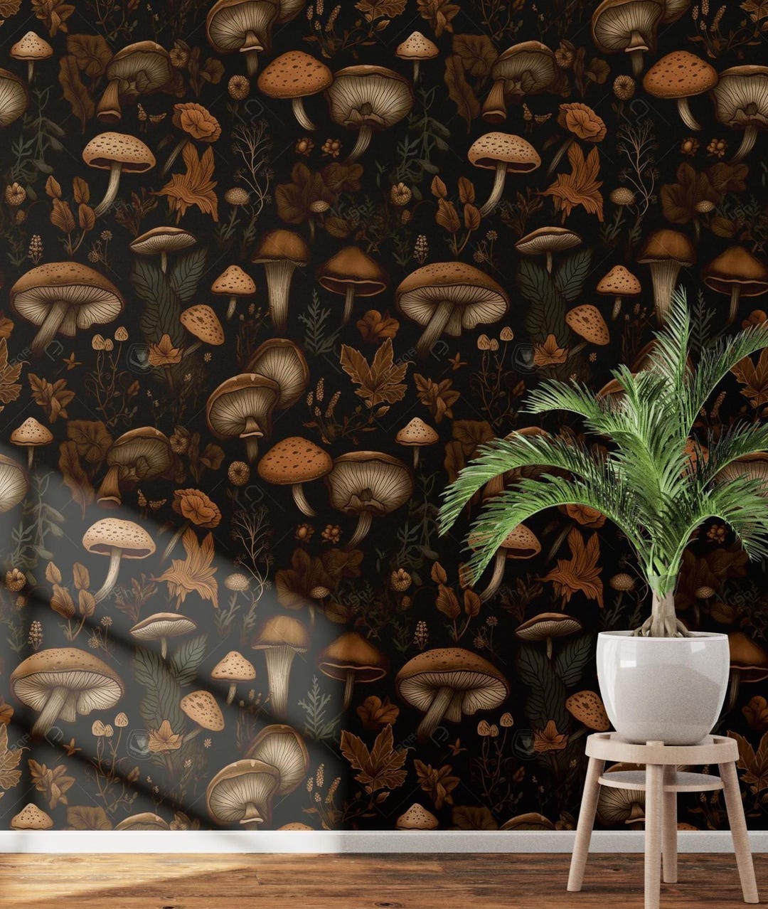 Custom Mushroom Wallpaper - Dark Forest Wall Sticker - Whimsical Fungi ...