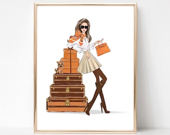 Fall fashion art print, luxury art print fashion illustration, girly wall art, fashion lover gift, closet wall art, fashion bedroom prints