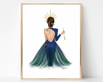 Sagittarius sign art print, Sagittarius fashion illustration, Sagittarius gift for her, Astrology print, Sagittarius print, Sagittarius gift