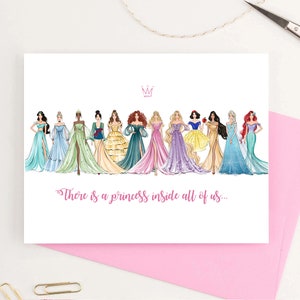 Tarjeta de felicitación de princesas, Postal femenina para ella, Tarjeta de moda, Papelería de invitación de princesa, Tarjeta de nombre personalizada, Tarjeta de cumpleaños de niña
