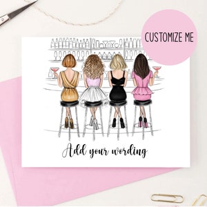 Mädchen in der Stadt Grußkarte, personalisierte Postkarte für sie, Girly benutzerdefinierte Karte, Modeliebhaber stationär, benutzerdefinierte Textkarte, Besties Karte
