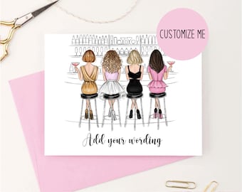 Girls in the City greeting card, Personalized postcard for her, Girly custom card, Fashion lover stationary, Custom text card, Besties card