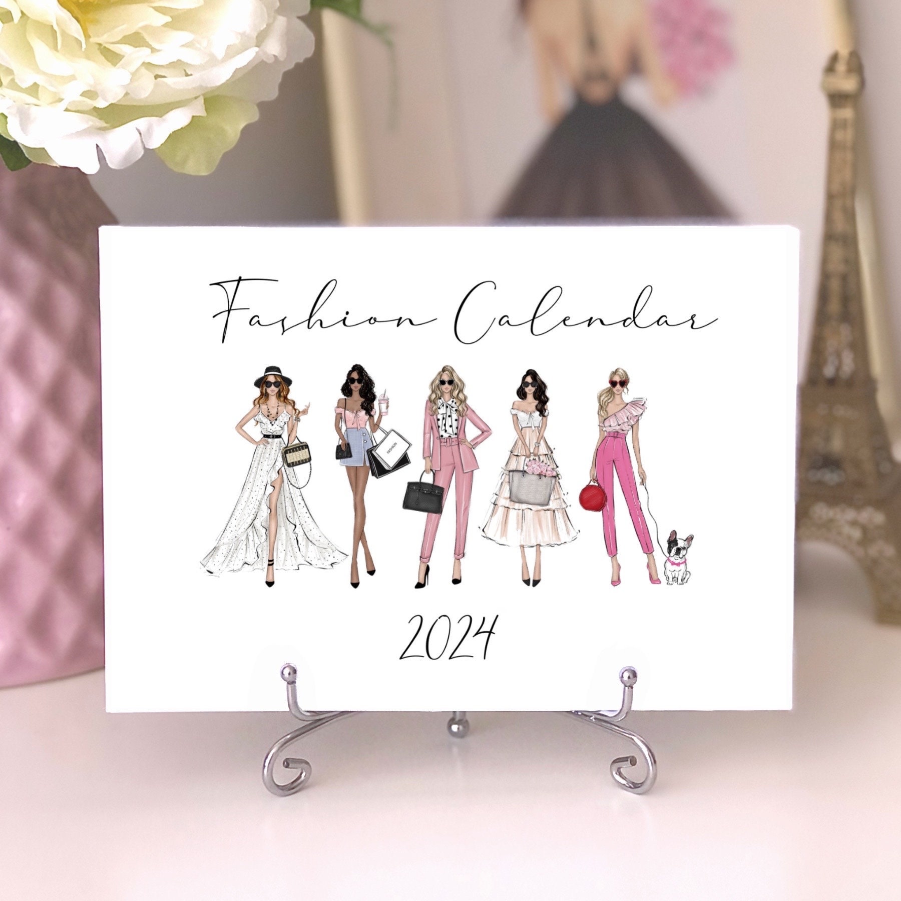 2024 Pretty Calendar For Women – Female Line Art - Cute Freebies For You