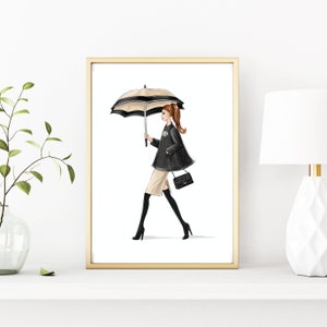 Fashion sketch print, Fashion girl art print, black and white wall art, fashion art poster, fall fashion wall art, fashion lover gift image 7