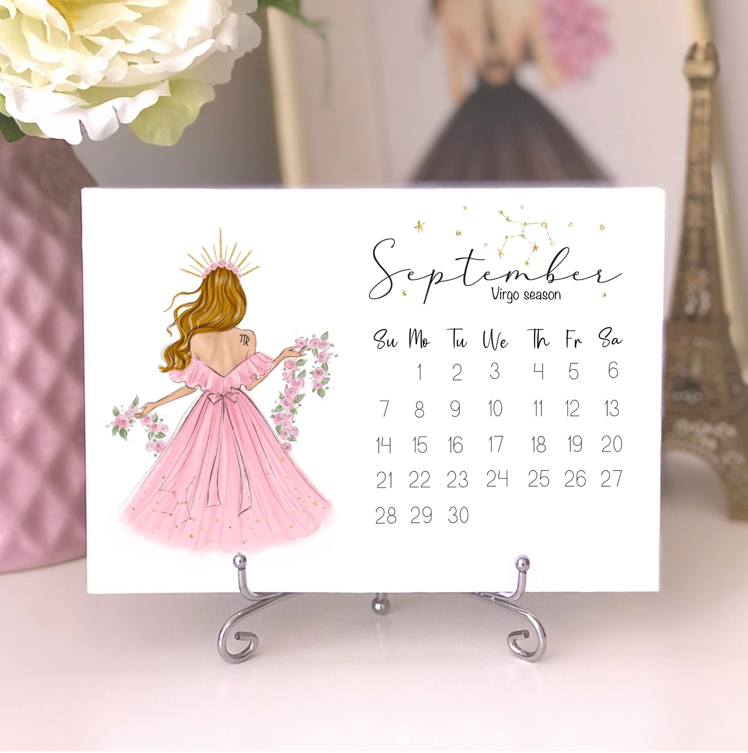 2025 Desk Calendar, Fashion Illustration Mini Calendar