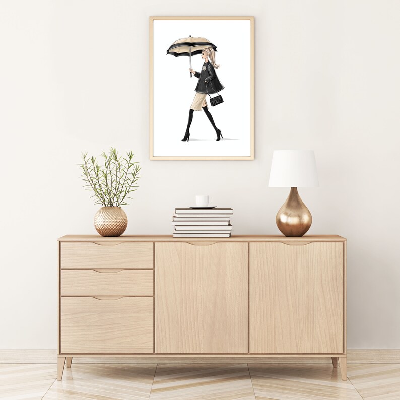 Fashion sketch print, Fashion girl art print, black and white wall art, fashion art poster, fall fashion wall art, fashion lover gift image 8