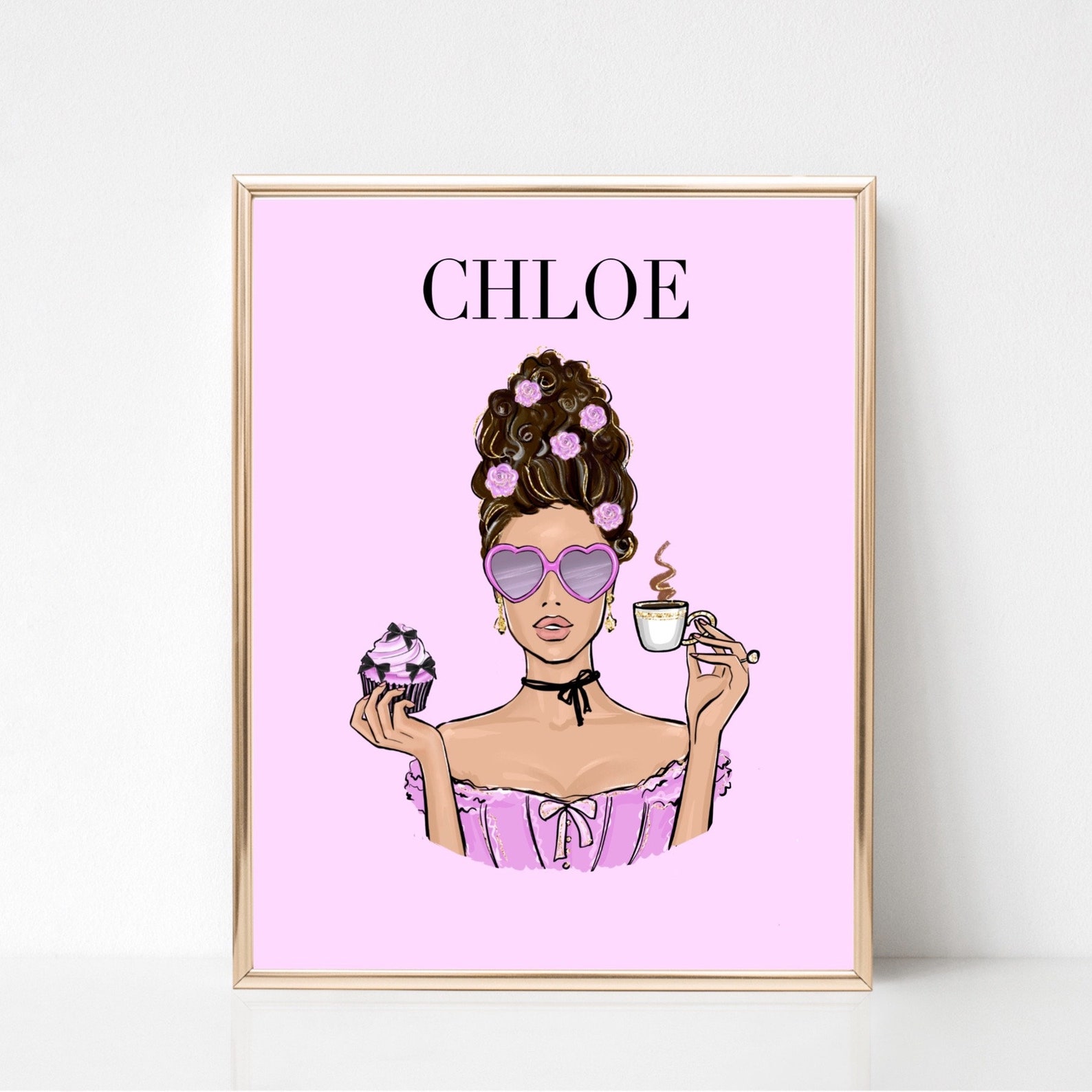 Custom Girl Fashion Portrait for Her, Personalized Girly Art Print ...