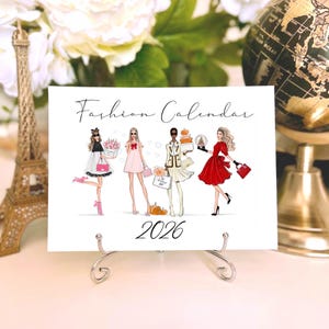 2026 Desk Calendar, Fashion Illustration Mini Calendar, Illustrated 12 month calendar, Girly desk accessories, Gift for fashion lover