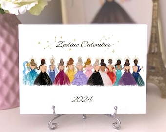 2024 Desk Calendar, Fashion Illustration Mini Calendar, Illustrated 12 month calendar, Girly desk accessories, Gift for fashion lover