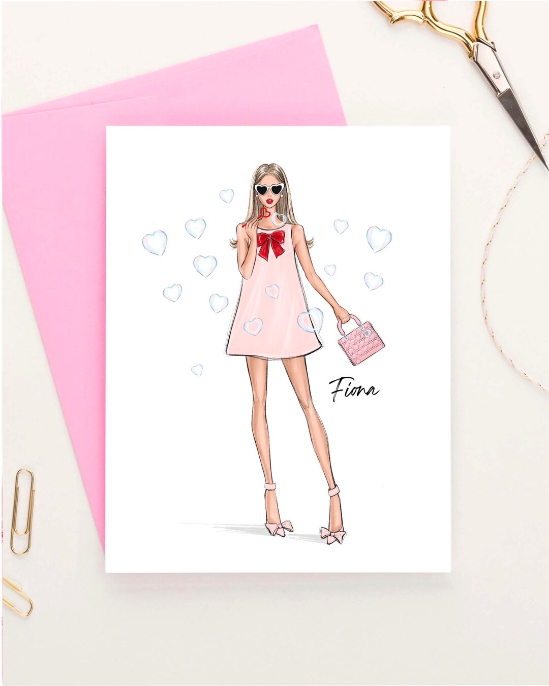 Personalized Name Valentine’s Day Card, Pink Red Hearts Postcard for ...