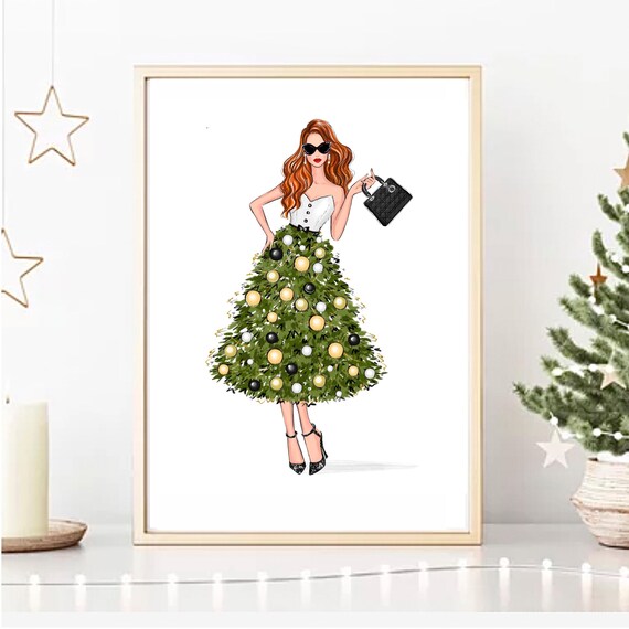 Fashion Christmas Art Print, Christmas Tree Dress Illustration, Holiday  Fashion Illustration, Chic Wall Art Christmas Gift for Fashion Lover - Etsy