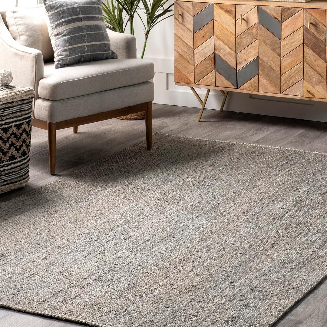 9x12 Large Grey Jute Area Rug, 12x12 Large Square Jute Rug 8x10