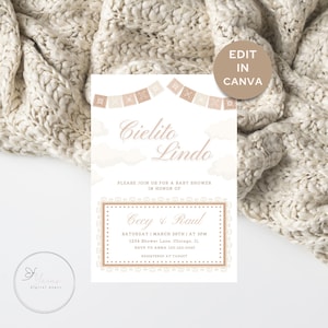 Cielito Lindo BabyShower Invite - Cielito Lindo Invitation - Neutrale BabyShower Invite - Cielito Invite - bewerkbare sjabloon direct downloaden
