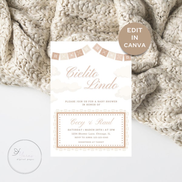 Cielito Lindo BabyShower Invite - Cielito Lindo Invitation - Neutral BabyShower Invite - Cielito Invite - Editable Template Instant Download