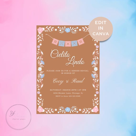 Cielito Lindo Gender Reveal Invitation - Cielito Lindo Invite - Mexican Gender Reveal Invite - Cielito Lindo Reveal- Gender Reveal Invite