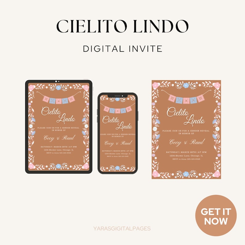 Cielito Lindo Gender Reveal Einladung - Cielito Lindo Invite - Mexikanische Gender Reveal einladen - Cielito Lindo Reveal- Gender Reveal Invite einladen Bild 2