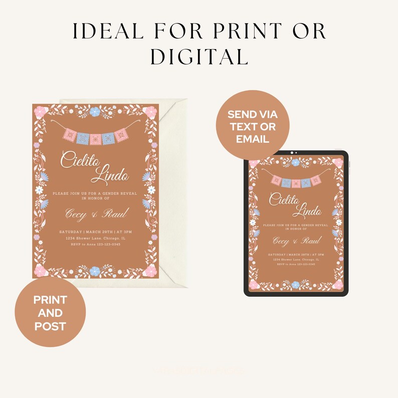 Cielito Lindo Gender Reveal Einladung - Cielito Lindo Invite - Mexikanische Gender Reveal einladen - Cielito Lindo Reveal- Gender Reveal Invite einladen Bild 8