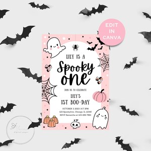 Spooky One Birthday Invitation, Halloween 1st Birthday Invite, Cute Ghost 1st Birthday, Spooky 1st Birthday, A Spooky One Birthday Invite