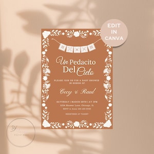 Invito per baby shower Un Pedacito Del Cielo - Invito per baby shower Papel Picado - Invito ispirato a Cielito Lindo - Invito per baby shower