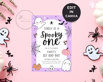Spooky One Halloween 1.Geburtstagseinladung, Geist einladen (Digitaler Download)