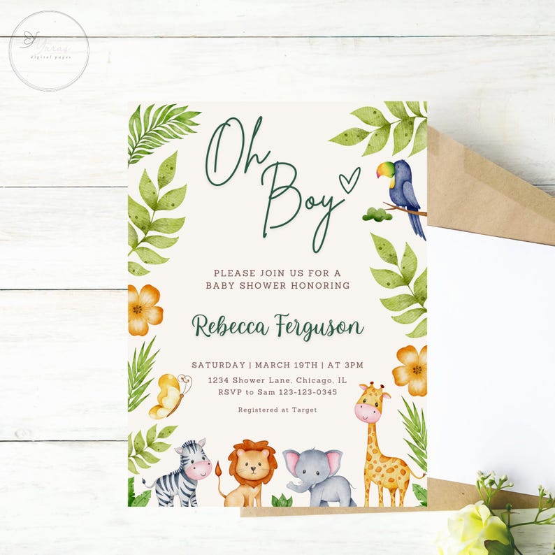 Safari Baby Shower Invite Oh Boy Baby Shower Invite Boy Baby Shower