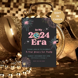 À mon époque 2024 - Invitation à une fête du Nouvel An - inspiré de Taylor Swift - Invitation rétro pour le Nouvel An - Modèle numérique modifiable