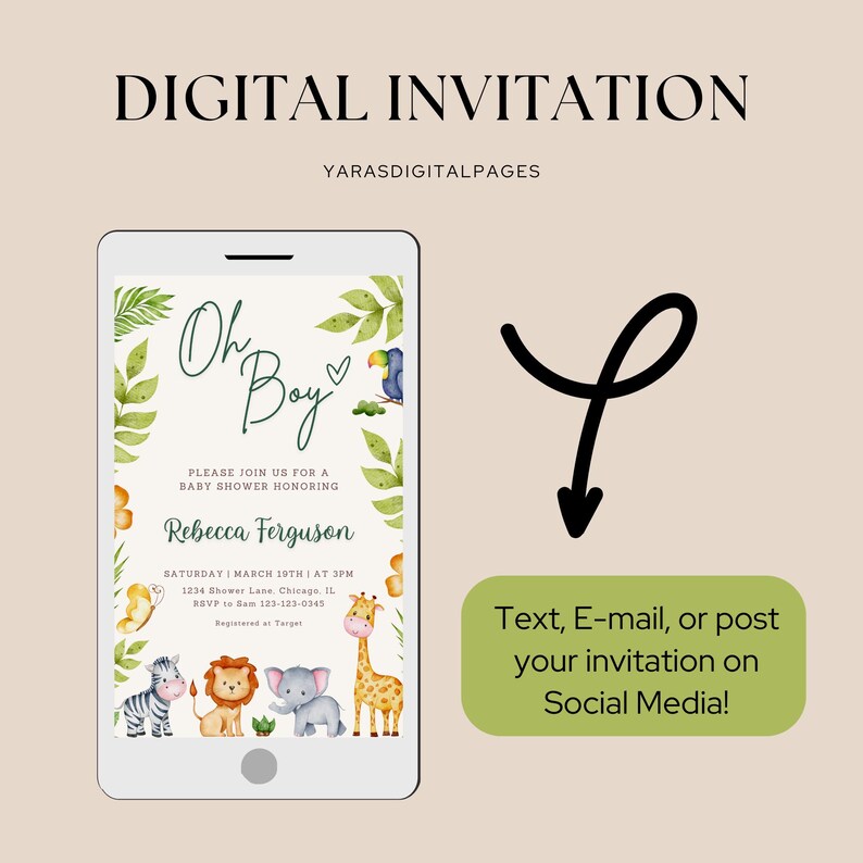 Safari Baby Shower Invite Oh Boy Baby Shower Invite Boy Baby Shower