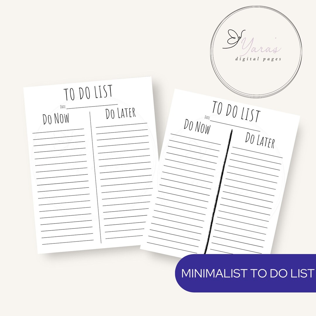 Minimalist To-do List - PDF- Printable - Simple & Instant Download ...