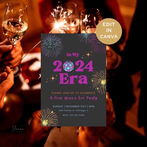 À mon époque 2024 - Invitation à une fête du Nouvel An - inspiré de Taylor Swift - Invitation à l'époque - Modèle numérique modifiable