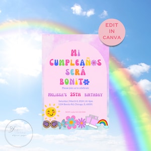 Mi Cumpleaños Será Bonito - Karol G Inspired - Mañana será bonito - leeftijd bewerken op uitnodiging - Bichota Invite - direct downloaden, bewerkbare sjabloon