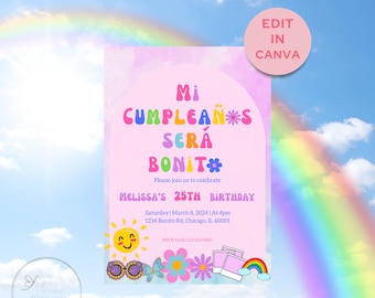 Mi Cumpleaños Será Bonito - Karol G Inspired - Mañana será bonito - Edit Age on Invite - Bichota Invite - Instant Download,Editable Template