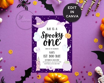 Spooky One Birthday Invitation, Halloween 1st Birthday Invite, Cute Which 1st Birthday, Spooky 1st Birthday, A Spooky One Birthday Invite