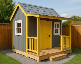DIY Outdoor Playhouse Plans with Porch: Kids Wooden House (PDF Plans