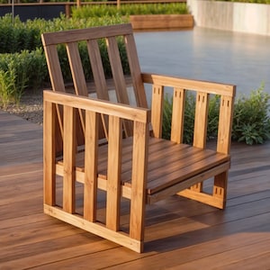 Wooden patio chair build plans, wood outdoor chair digital build plans, diy wooden outdoor chair, printable chair plans, downloadable plans