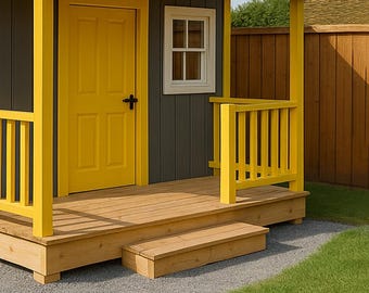 DIY Outdoor Playhouse Plans With Porch: Kids Wooden House (PDF
