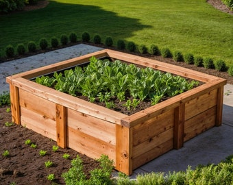 Plano de construcción de un huerto elevado de cedro: Jardinera DIY de 4x4 (archivo PDF)