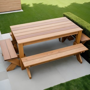 Plano de mesa de picnic de bricolaje, planos de mesa de patio, mesa de exterior de bricolaje, planos de carpintería, muebles de patio, planos de bricolaje, plano de construcción de muebles de exterior