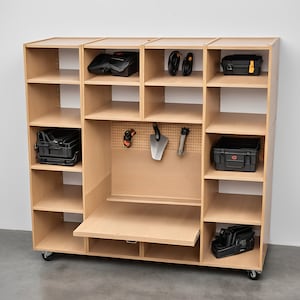 DIY Garage Shelves with workbench PDF Plans, Woodworking Plans, Workbench Plans For Hobby Garages And Workshops