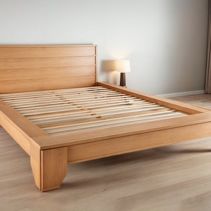 Plano de construcción de cama de plataforma (hazlo tú mismo) en PDF, cama de perfil bajo, cama minimalista, cama de plataforma tamaño queen, planos de carpintería para hacer tú mismo.