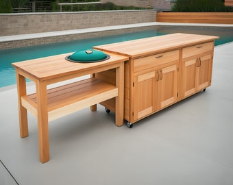 Plano de cocina exterior DIY: Mesa y mueble para parrilla Big Green Egg XL