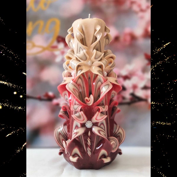 Carved Candles Handmade Home Decor Gift Colorful Art Design 25cm 10 inch New