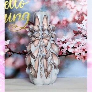 Carved Candles Home Decor Handmade Gift Colorful Design Art Design Grey White New