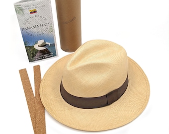 Equal Earth Genuine Rolling Panama Hat from Ecuador with Travel Tube / Handwoven / Handmade / Authentic / Quality - in colour Natural