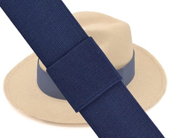 Elasticated Navy Dark Blue Hat Band | Stretchy Elastic | for Hat Panama Bowler Boater Fedora - Band Only