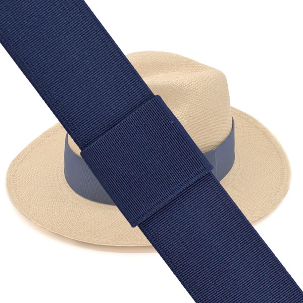 Elasticated Navy Dark Blue Hat Band | Stretchy Elastic | for Hat Panama Bowler Boater Fedora - Band Only