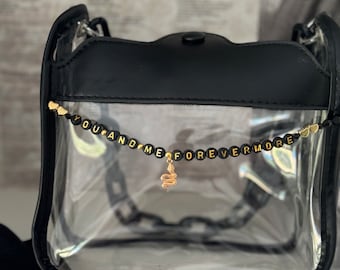 taylor swift eras tour personalised stadium approved clear concert shoulder bag with friendship bracelet