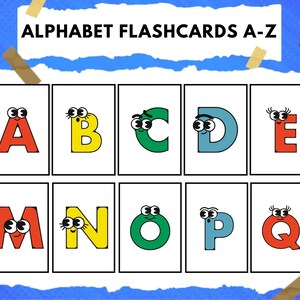ABC-flashkaarten, educatieve kaarten, AZ-kaarten, alfabet-flashkaarten, kinderalfabet regenboogkleuren, DIGITALE DOWNLOAD