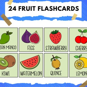 24 Karteikarten Obst | Druckbare Lernkarten | Sofortdownload .