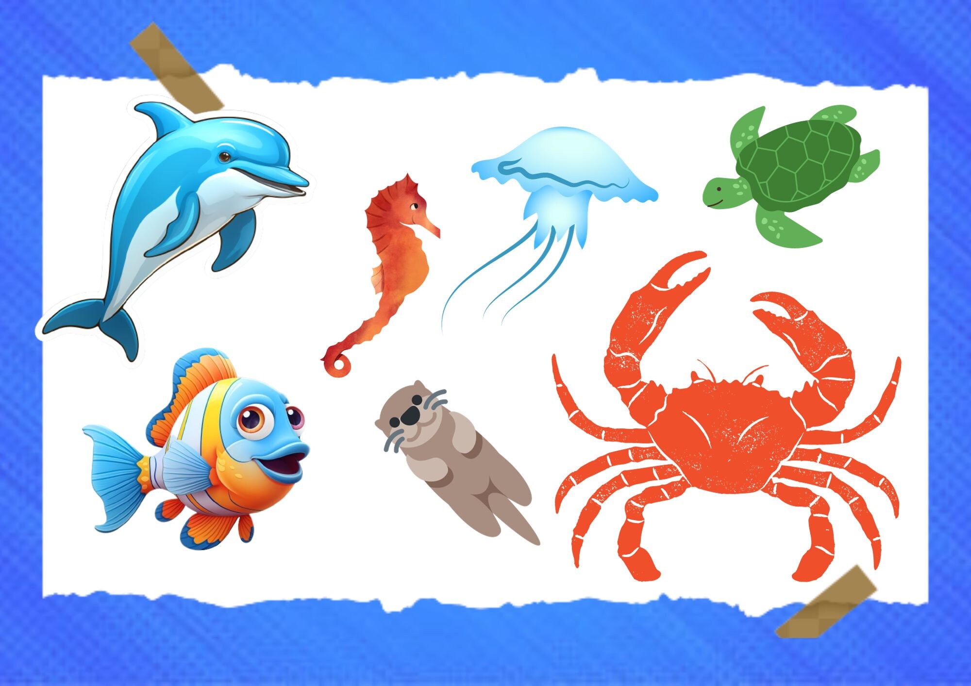 Sea Animal Flashcards Printable Ocean Cute Animals Montessori Material ...
